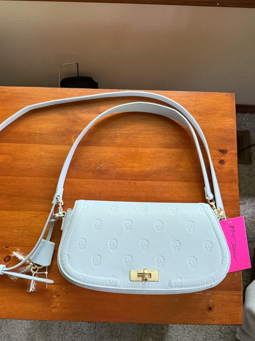 Betsey Johnson XOMARCI Blue Aura Skull Embossed Crossbody Shoulder Bag